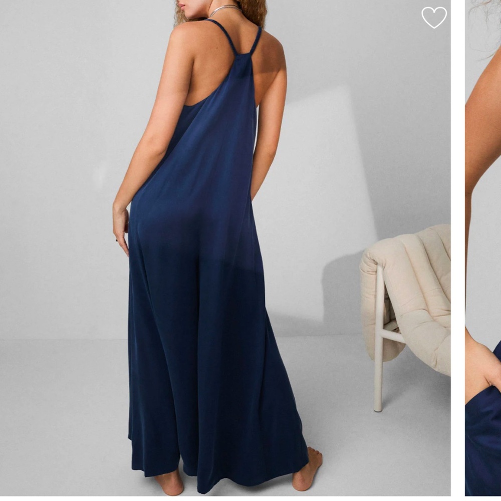 LUNYA BNWT Washable Silk Elastic Strap Jumpsuit in Blue Ellipsis Size M - Picture 5 of 8